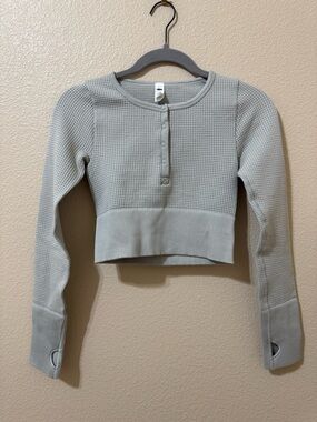 OFFLINE by Aerie Main Squeeze Cropped Waffle Henley Top XS – New, Never Worn